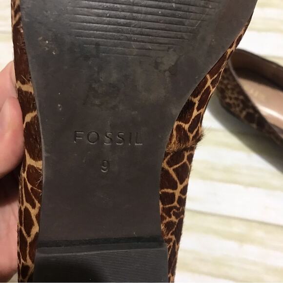 Fossil Calabash Giraffe Animal Print Leather Calf Hair Flats Loafers Size 9 - Picture 9 of 10
